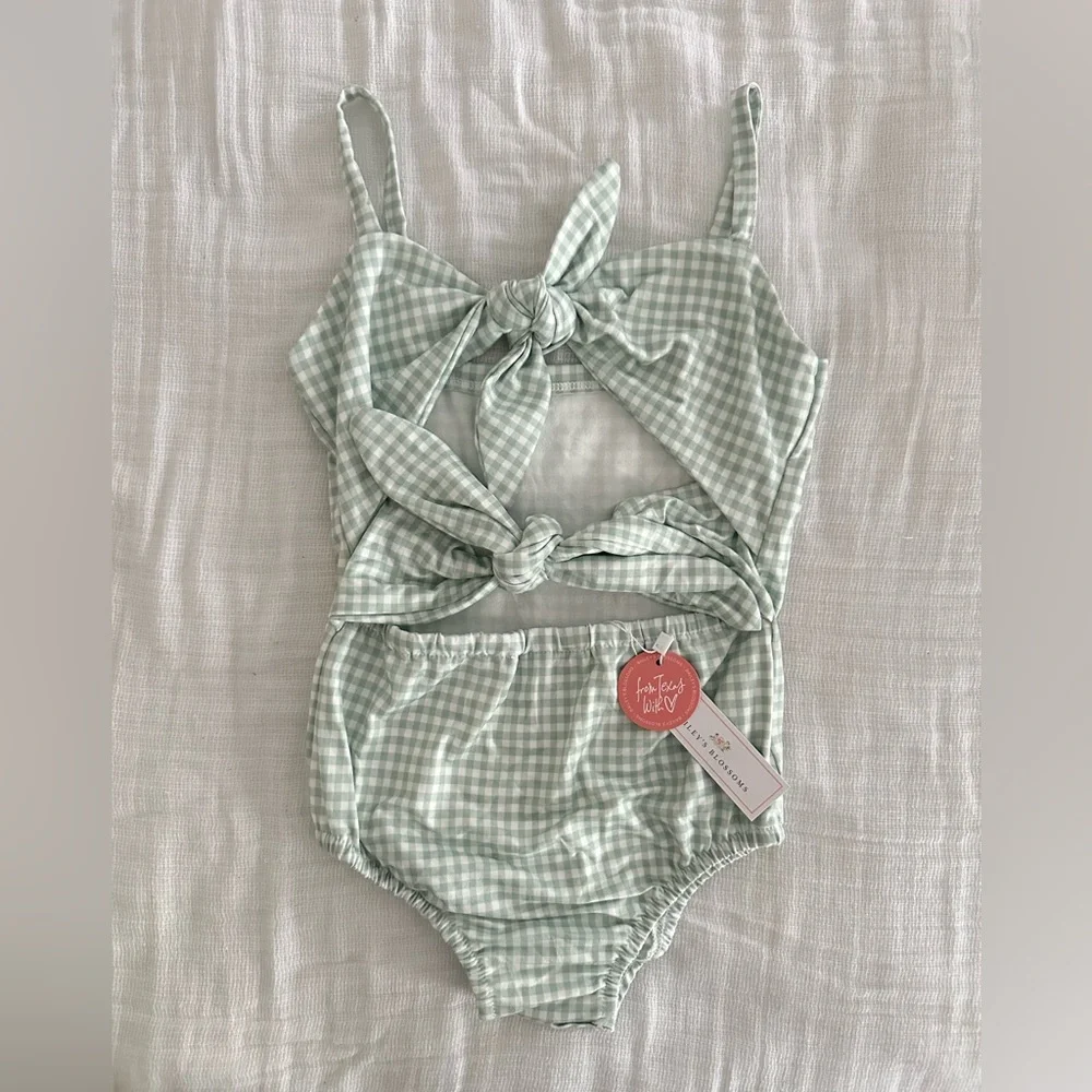 Gingham Tie-Back Bodysuit - Kids